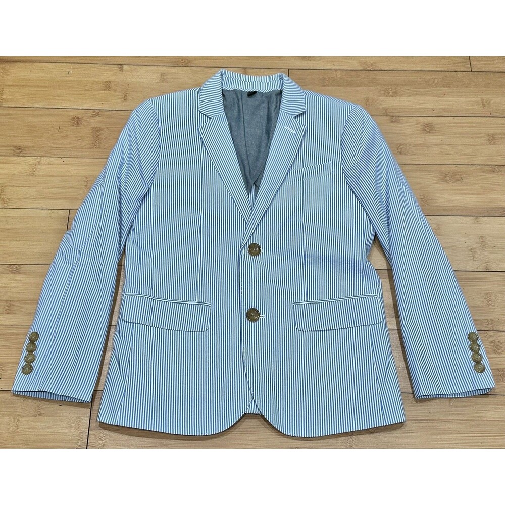 J. Crew Crewcuts Ludlow Seersucker Suit Jacket Boys Size 10 NWT Retail $168